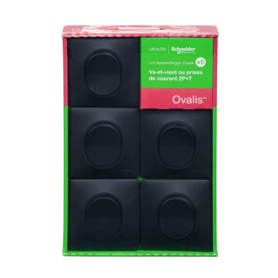 5 interrupteurs avec plaques Ovalis anthracite - SCHNEIDER ELECTRIC