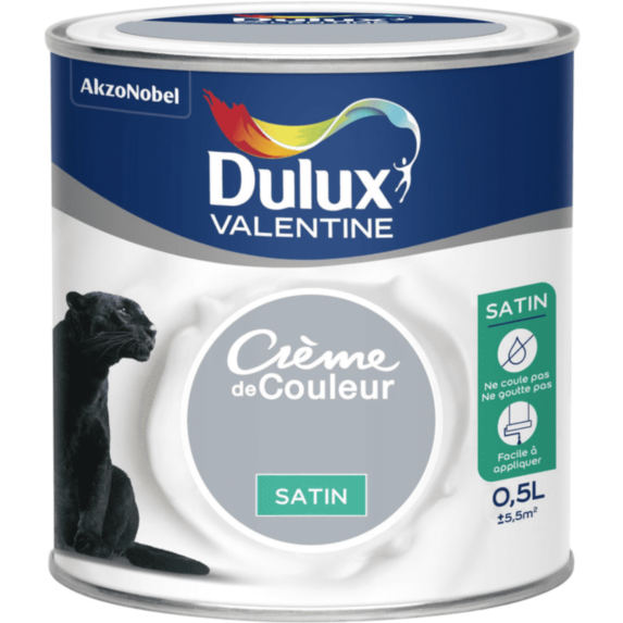 Peinture intérieure Crème de couleur satin Gris Angora 0,5L - DULUX VALENTINE