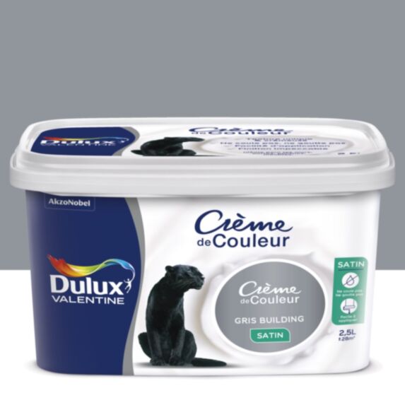 Peinture intérieure Crème de couleur satin Gris Building 2,5L - DULUX VALENTINE