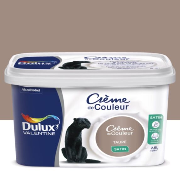 Peinture intérieure Crème de couleur satin Taupe 2,5L - DULUX VALENTINE