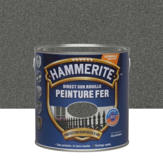 Peinture Métal Direct Sur Rouille Effet Forgé Gris Zinc 2,5L - HAMMERITE