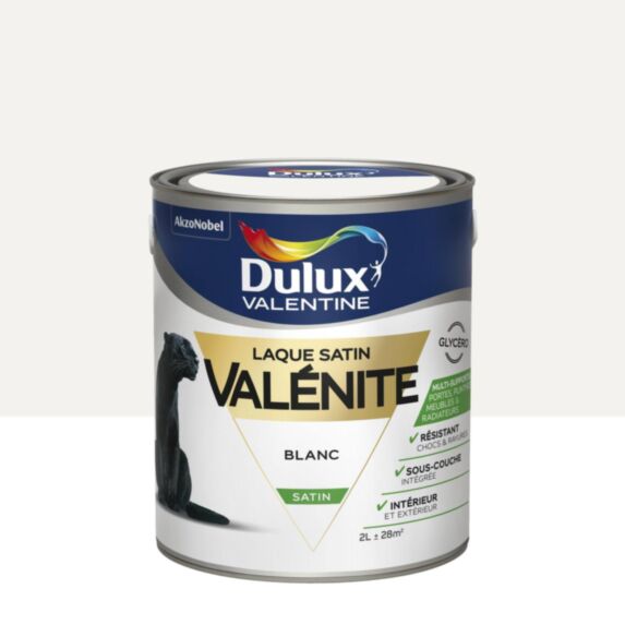 Peinture Laque Boiseries et Ferronnerie Valénite Blanc Satin 2L - DULUX VALENTINE