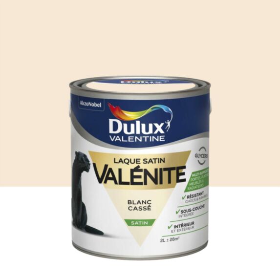 Peinture Laque Boiseries et Ferronnerie Valénite Blanc Cassé Satin 2L - DULUX VALENTINE