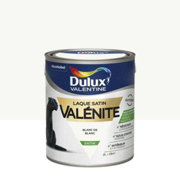 Peinture Laque Boiseries et Ferronnerie Valénite Blanc de Blanc Satin 2L - DULUX VALENTINE