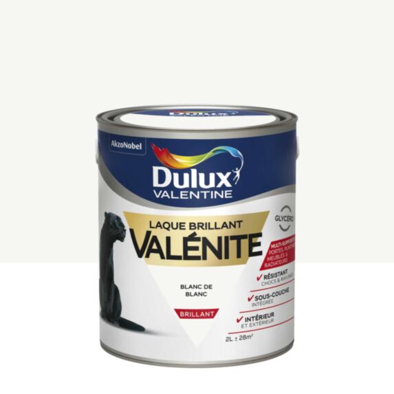 Peinture Laque Boiseries et Ferronnerie Valénite Blanc de Blanc Brillant 2L - DULUX VALENTINE