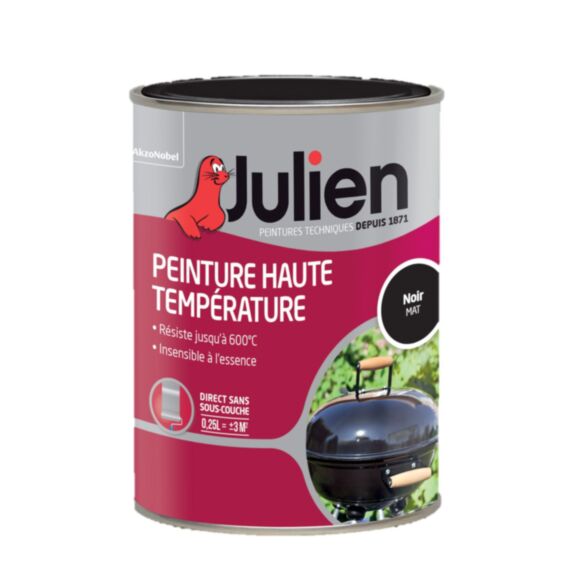 Peinture Spéciale Haute Temperature Aspect Mat 0,25L Noir - JULIEN