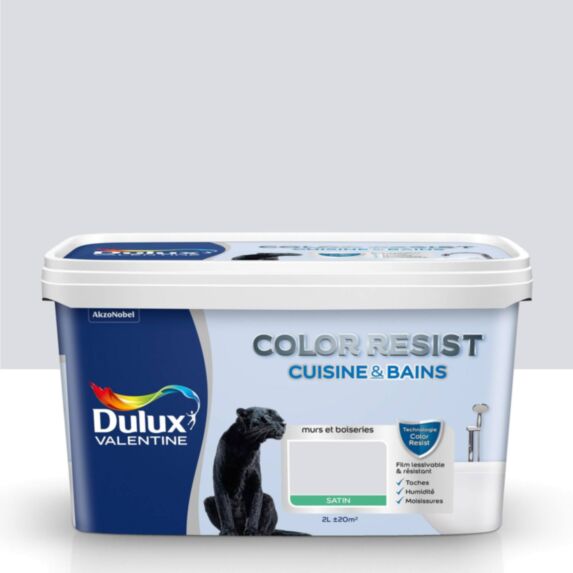 Peinture Pièces Humides Color Resist Cuisine & Bains Gris Tendance Satin 2L - DULUX VALENTINE