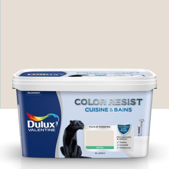 Peinture Pièces Humides Color Resist Cuisine & Bains Lin Clair Satin 2L - DULUX VALENTINE