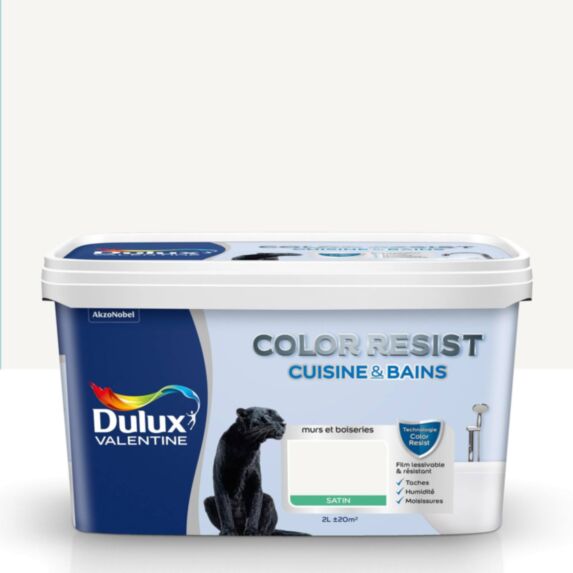 Peinture Pièces Humides Color Resist Cuisine & Bains Blanc Satin 2L - DULUX VALENTINE