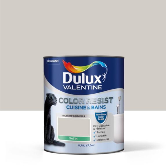 Peinture Pièces humides Color Resist Cuisine & Bains Galet Satin 0,75L - DULUX VALENTINE