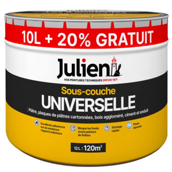 Sous-couche Peinture Universelle Blanc Mat 12L - JULIEN