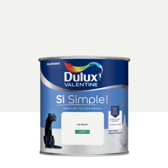 Peinture toutes pièces Si Simple ! Le Blanc Satin 0,5L - DULUX VALENTINE
