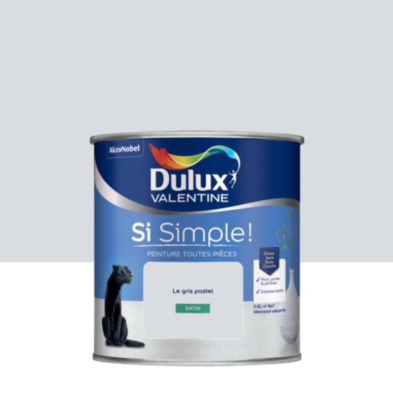 Peinture toutes pièces Si Simple ! Le Gris Pastel Satin 0,5L - DULUX VALENTINE