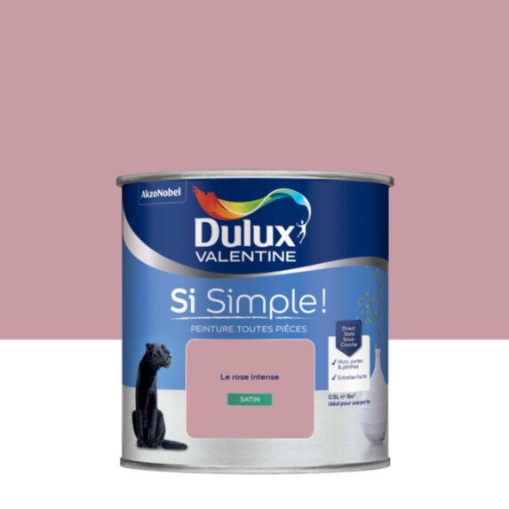 Peinture toutes pièces Si Simple ! Le Rose Intense Satin 0,5L - DULUX VALENTINE