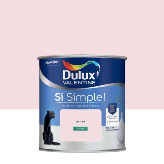 Peinture toutes pièces Si Simple ! Le Rose Satin 0,5L - DULUX VALENTINE