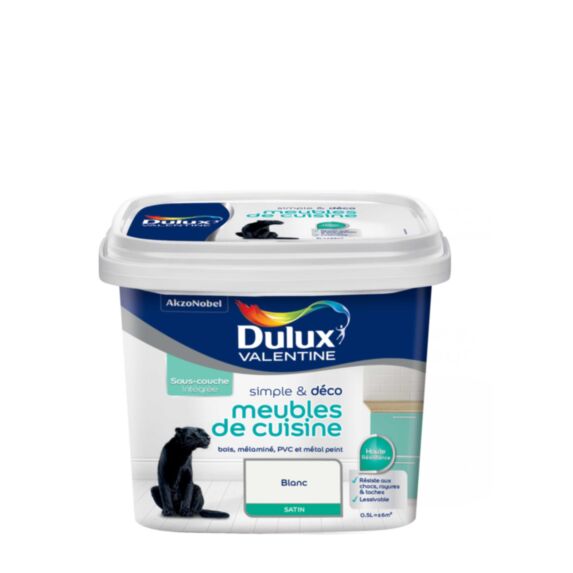 Peinture De Rénovation Dulux Valentine Simple & Deco Meubles De Cuisine Satin Blanc 0,5 L