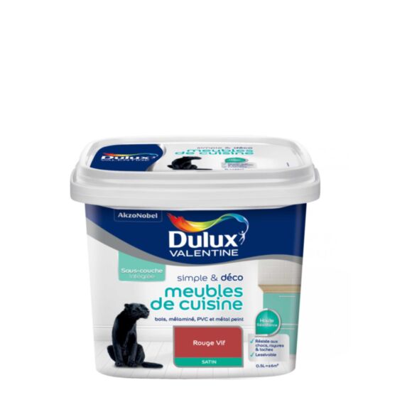 Peinture De Rénovation Dulux Valentine Simple & Deco Meubles De Cuisine Satin Rouge Vif 0,5 L