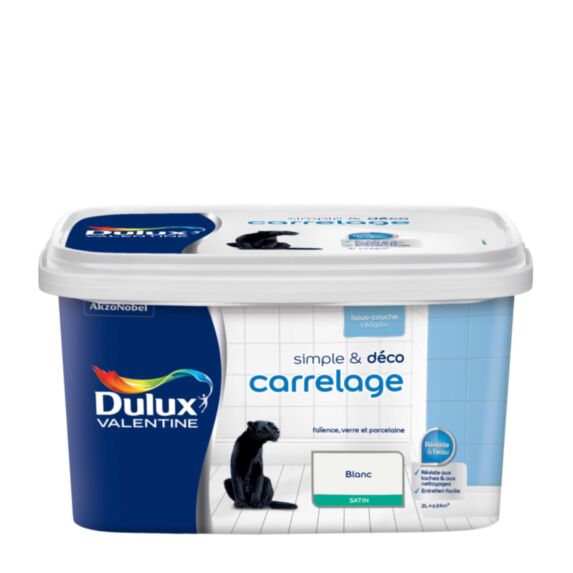 Peinture De Rénovation Dulux Valentine Simple & Deco Carrelage Satin Blanc 2 L