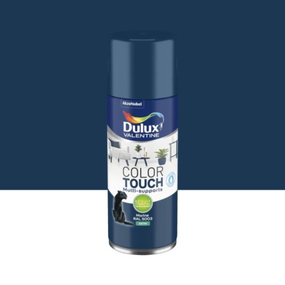 Peinture aérosol Multi-supports Int/Ext Color Touch Marine Satin 400ml - DULUX VALENTINE