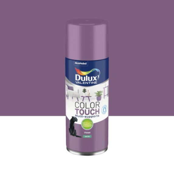 Peinture aérosol Multi-supports Int/Ext Color Touch Violet Satin 400ml - DULUX VALENTINE
