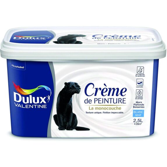 Peinture Crème de couleur mat blanc 2,5L - DULUX VALENTINE