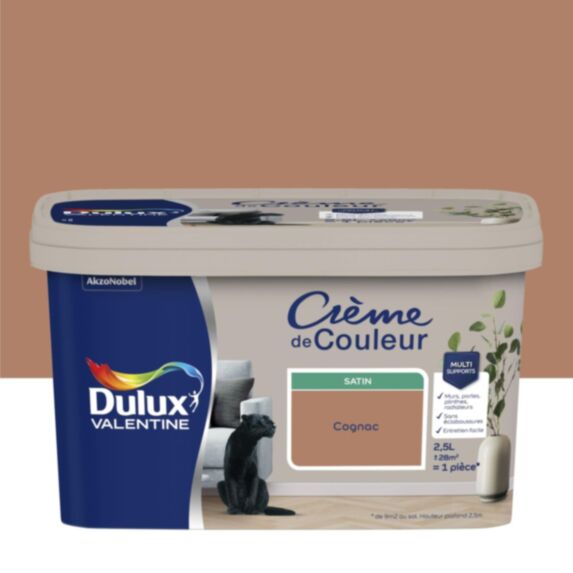 Peinture Crème de couleur satin cognac 2,5L - DULUX VALENTINE