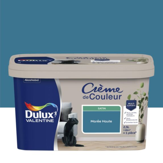 Peinture murs et boiseries Crème de Couleur Satin Marée Haute 2,5L - DULUX VALENTINE