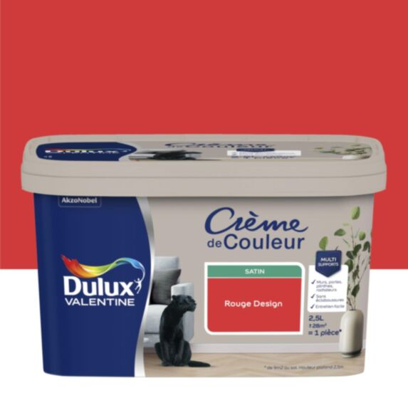 Peinture Crème de couleur satin rouge design 2,5L - DULUX VALENTINE