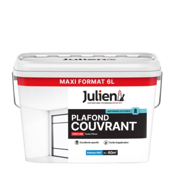 Peinture intérieure Plafond Couvrant Blanc Mat 6 L - JULIEN