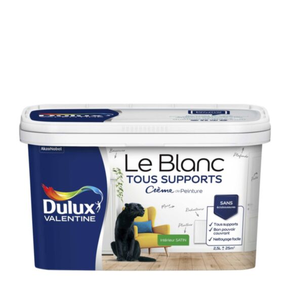 Peinture intérieure Crème de Peinture Blanc Satin 2,5L - DULUX VALENTINE