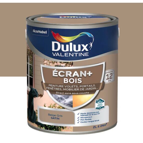 Peinture écran+ bois 2 l beige gris satin
