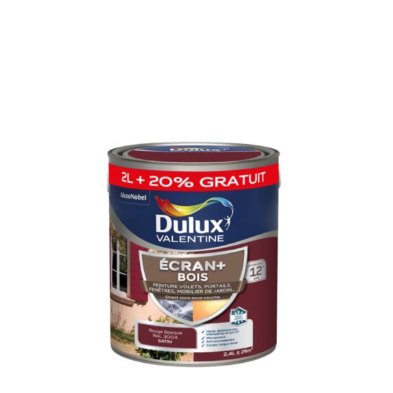 Peinture Ecran+ Bois Rouge basque 2L+20% offerts - DULUX VALENTINE