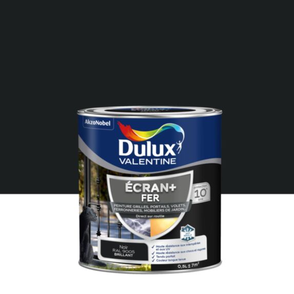 Peinture Ecran+ Fer Brillant Noir 0,5L - DULUX VALENTINE