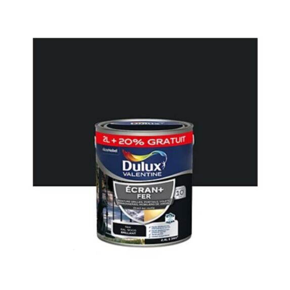 Peinture Extérieure Fer Ecran+ Noir Brillant 2L+20% - DULUX VALENTINE