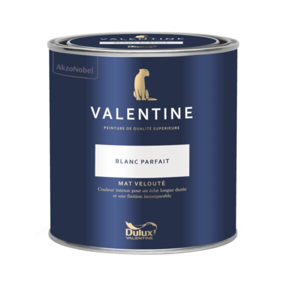 Peinture Valentine Mat Velouté Blanc Parfait 0,5L- DULUX VALENTINE