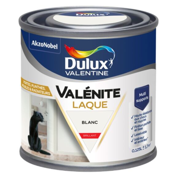 Peinture Boiseries Laque Acrylique Valénite Blanc Brillant 125ml - DULUX VALENTINE