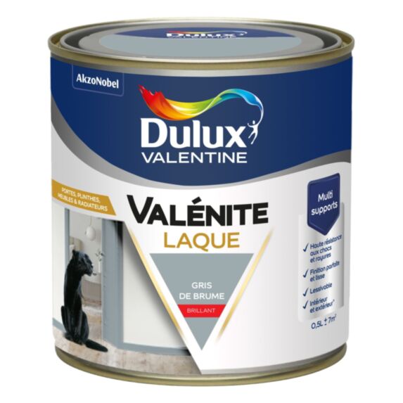 Peinture Boiseries Laque Acrylique Valénite Gris de Brume brillant 0,5L - DULUX VALENTINE
