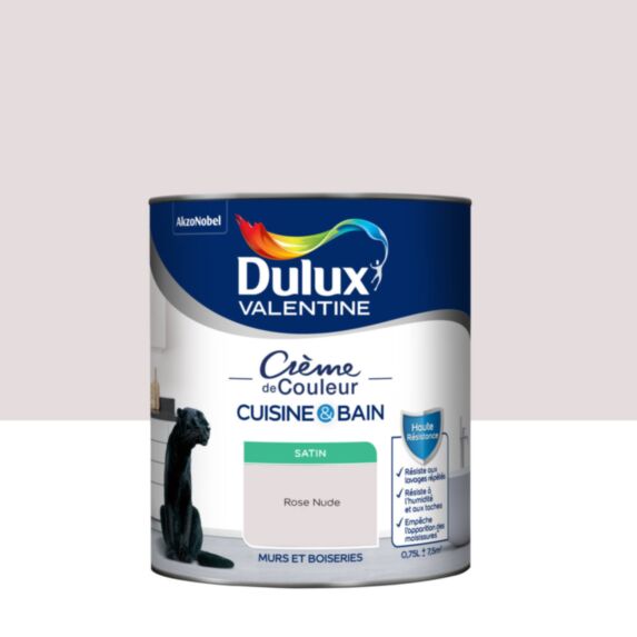 Peinture Crème de Couleur Cuisine et Bain Satin Rose Nude 0,75L - DULUX VALENTINE