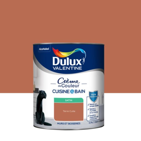 Peinture Crème de Couleur Cuisine et Bain Satin Terre Cuite 0,75L - DULUX VALENTINE