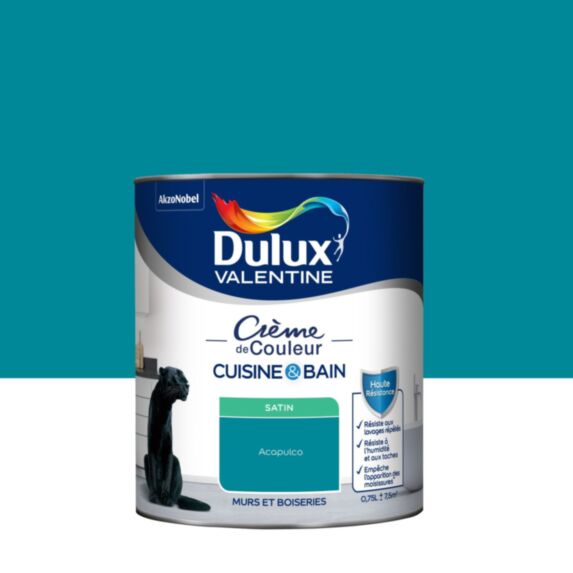 Peinture Crème de Couleur Cuisine et Bain Satin Acapulco 0,75L - DULUX VALENTINE