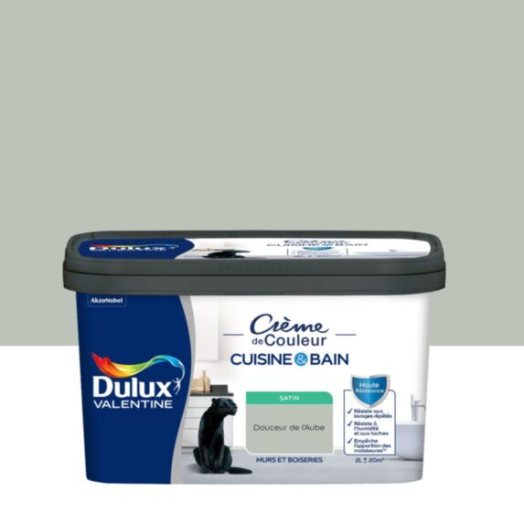 Peinture Crème de Couleur Cuisine et Bain Satin Douceur de l'Aube 2L - DULUX VALENTINE