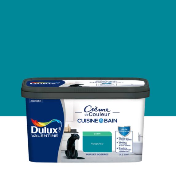 Peinture Crème de Couleur Cuisine et Bain Satin Acapulco 2L - DULUX VALENTINE
