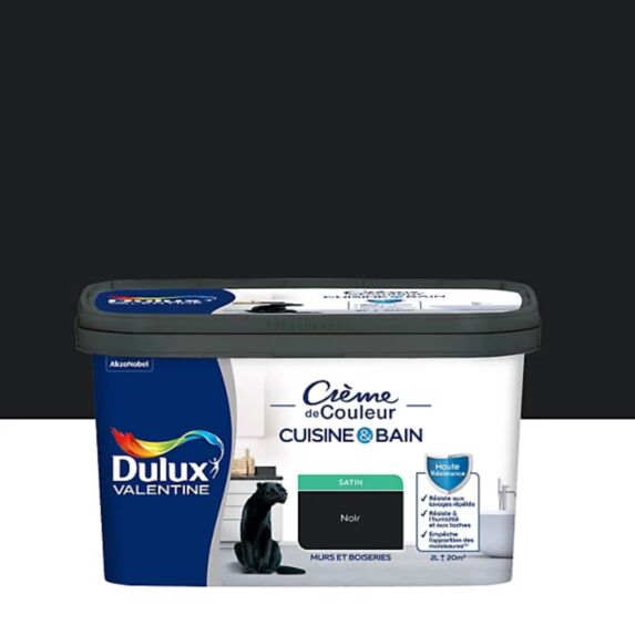Peinture Crème de couleur cuisine/bain 2l noir satin