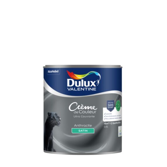 Peinture Crème de Couleur Biosourcé satin Anthracite 0,5L - DULUX VALENTINE