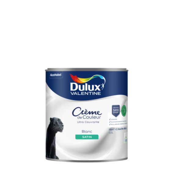 Peinture Crème de Couleur Biosourcé satin Blanc 0,5L - DULUX VALENTINE