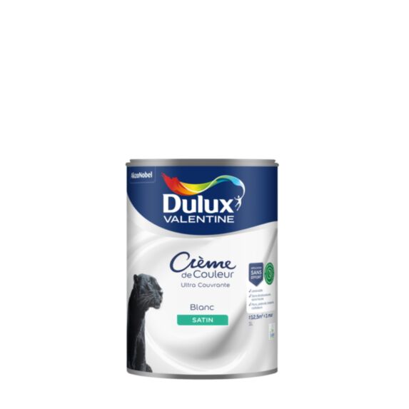 Peinture Crème de Couleur Biosourcé satin Blanc 1L - DULUX VALENTINE