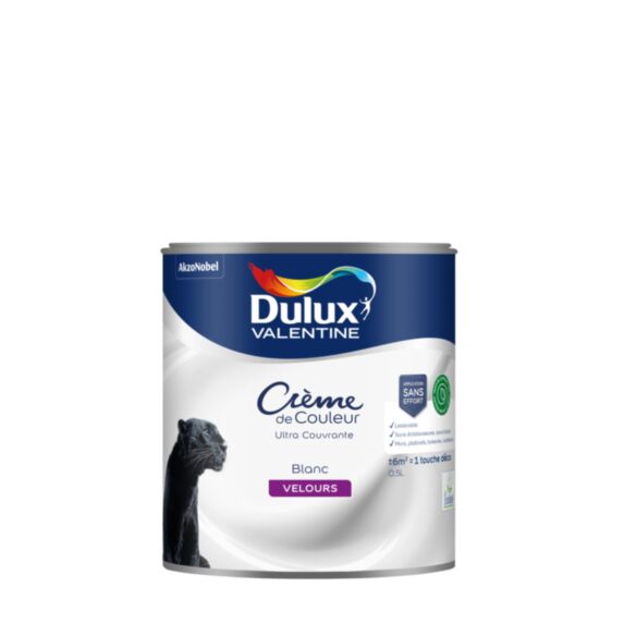 Peinture Crème de Couleur Biosourcé velours Blanc 0,5L - DULUX VALENTINE