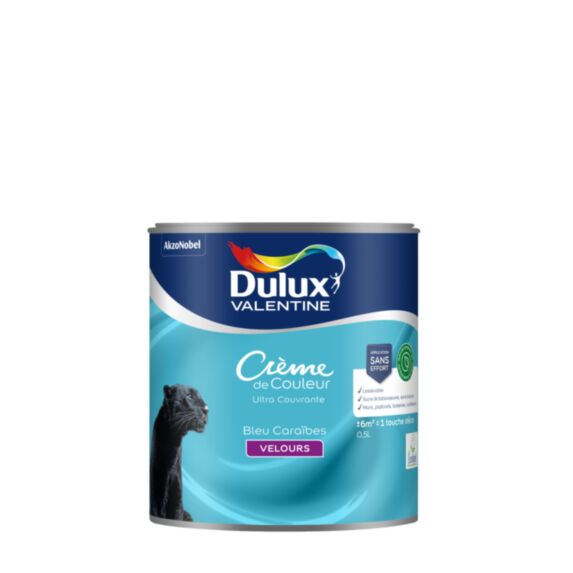 Peinture Crème de Couleur Biosourcé - Bleu Caraïbes - Velours - 0,5L - DULUX VALENTINE