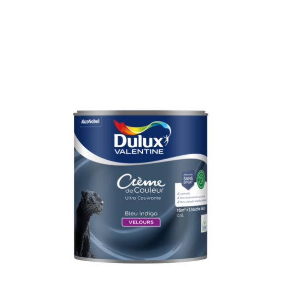 Peinture Crème de Couleur Biosourcé - Bleu Indigo - Velours - 0,5L - DULUX VALENTINE
