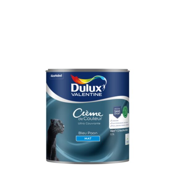 Peinture Crème de Couleur Biosourcé mat Bleu paon 0,5L - DULUX VALENTINE